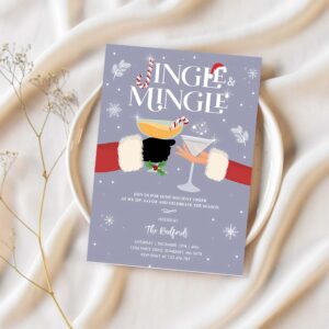 Jingle and mingle christmas holiday cocktail party invitation n53e 1