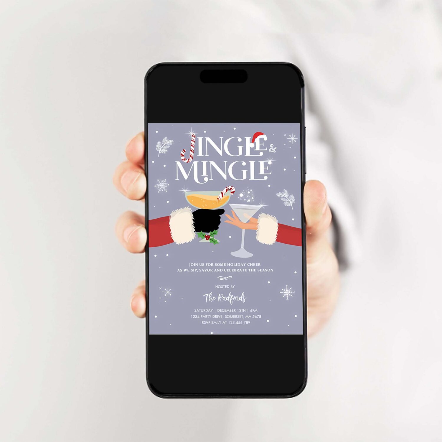 Jingle and mingle christmas holiday cocktail party invitation n53e 2
