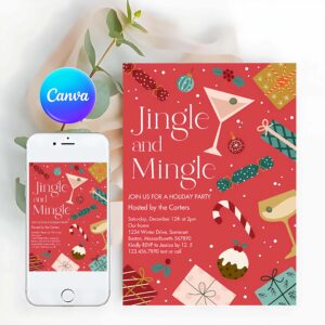 Jingle And Mingle Invitation, Jingle And Mingle Christmas Holiday Cocktail Party Invitation