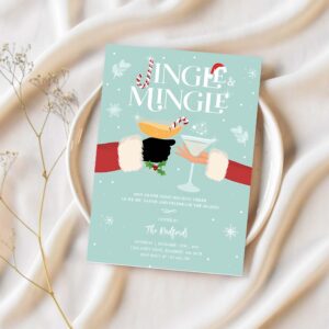 Jingle and mingle christmas holiday cocktail party invitation o92s 1