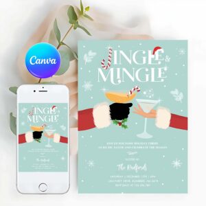 Jingle And Mingle Invitation, Jingle And Mingle Christmas Holiday Cocktail Party Invitation