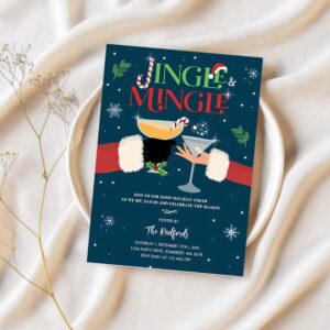 Jingle and mingle christmas holiday cocktail party invitation x36o 1