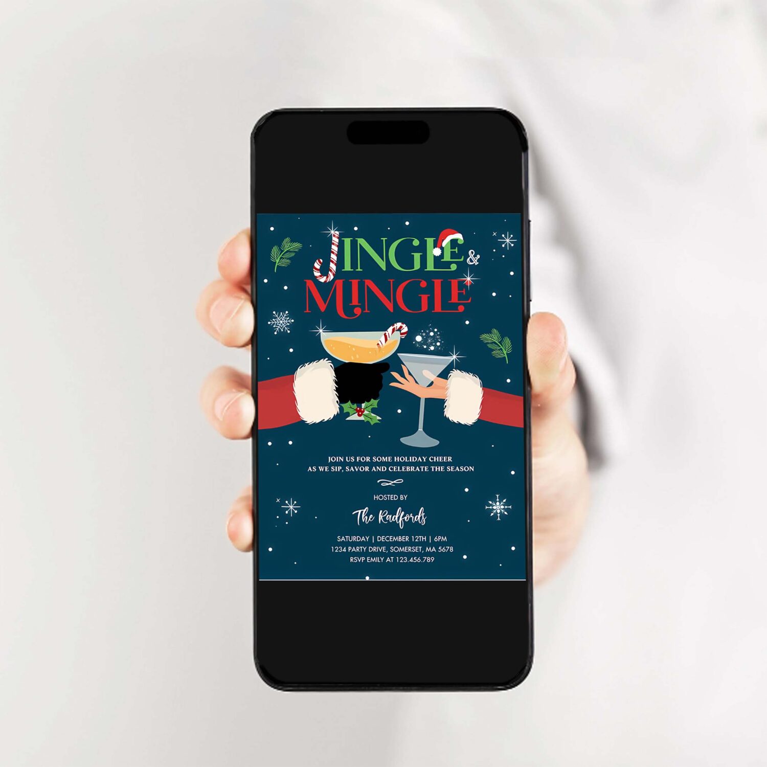 Jingle and mingle christmas holiday cocktail party invitation x36o 2