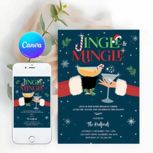 Jingle And Mingle Invitation, Jingle And Mingle Christmas Holiday Cocktail Party Invitation