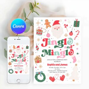 Jingle And Mingle Invitation, Jingle And Mingle Christmas Party Holiday Party Invitation