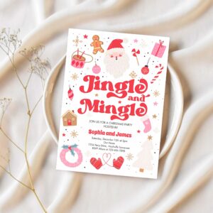 Jingle and mingle christmas party holiday party invitation w47k 1