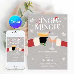 Jingle And Mingle Invitation, Jingle And Mingle Invite Holiday Cocktail Party