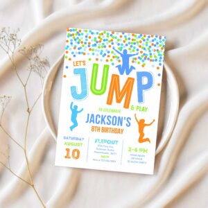 Jump invitation jump birthday invitation light trampoline party bounce house party jump party lets jump party 1