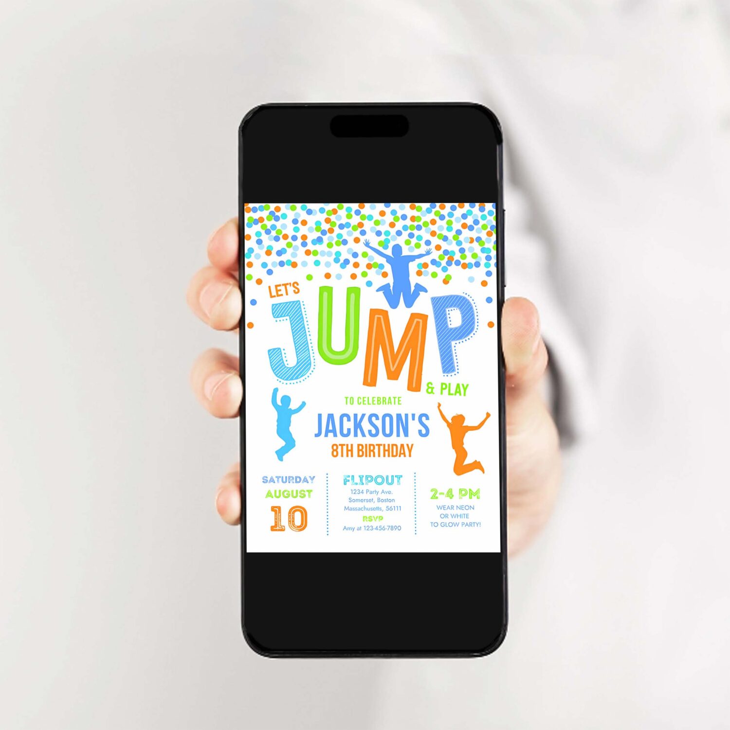 Jump invitation jump birthday invitation light trampoline party bounce house party jump party lets jump party 2