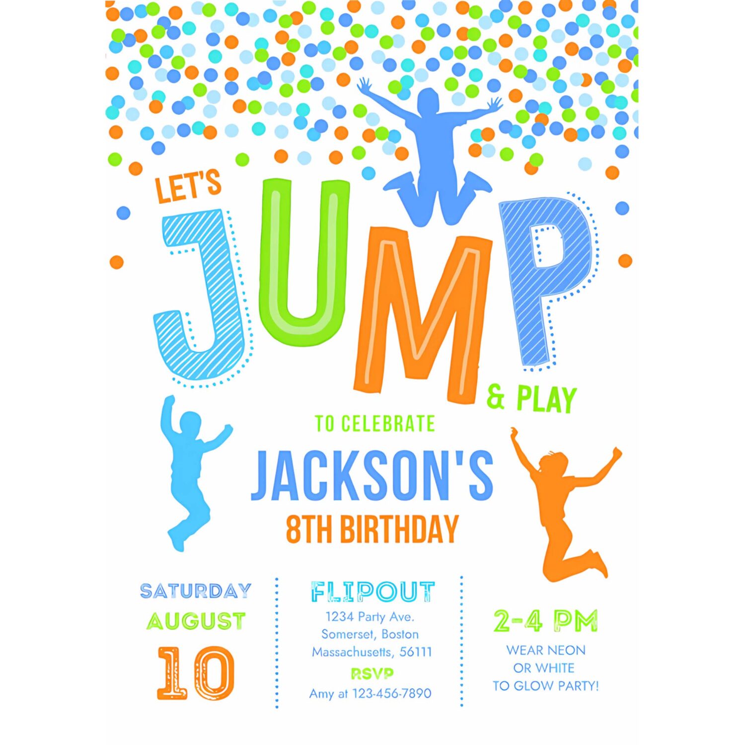 Jump invitation jump birthday invitation light trampoline party bounce house party jump party lets jump party 4
