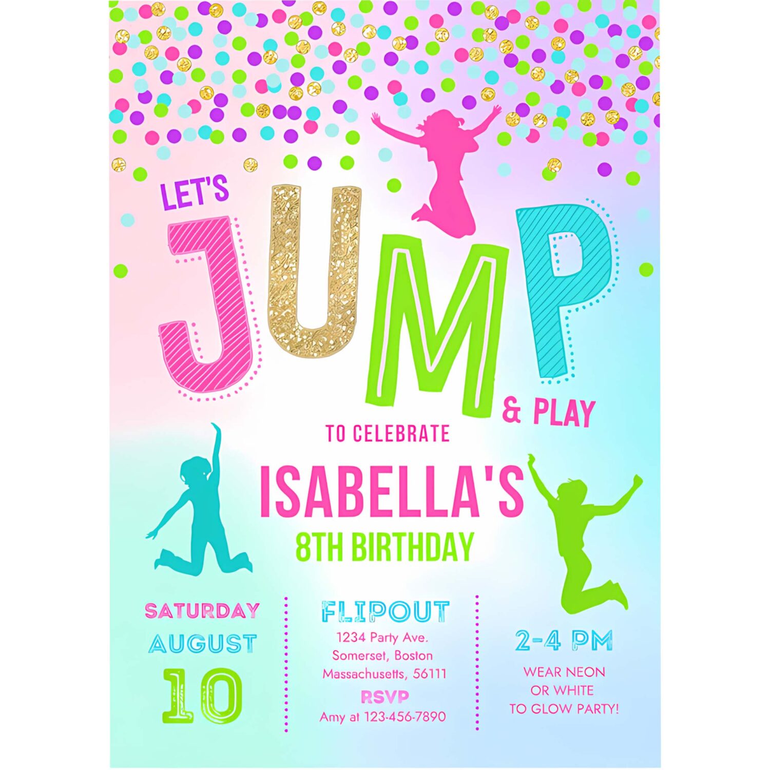 Jump invitation jump birthday invitation party trampoline party bounce house party jump party lets jump party 4