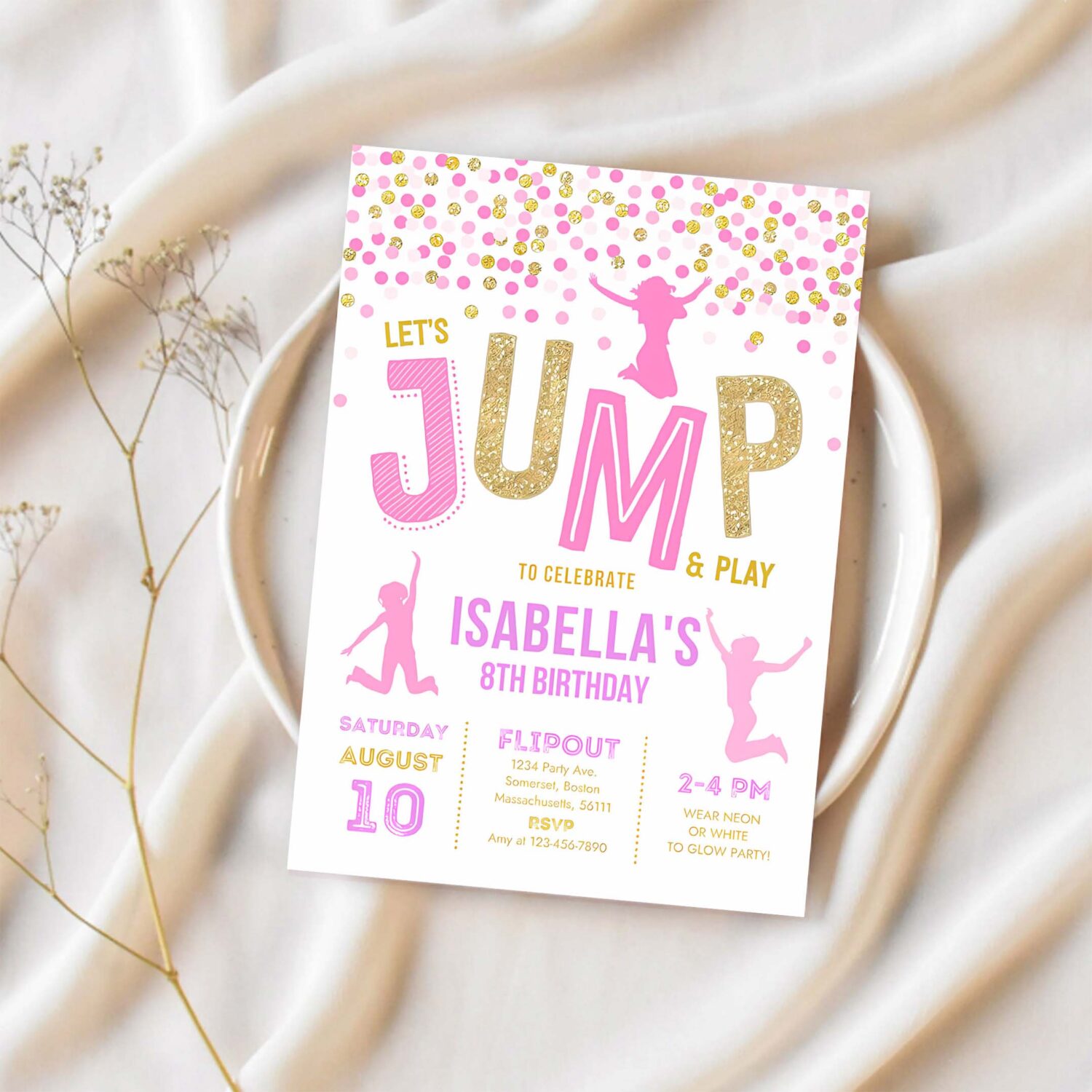 Jump invitation jump birthday invitation trampoline party bounce house party jump party lets jump party 1