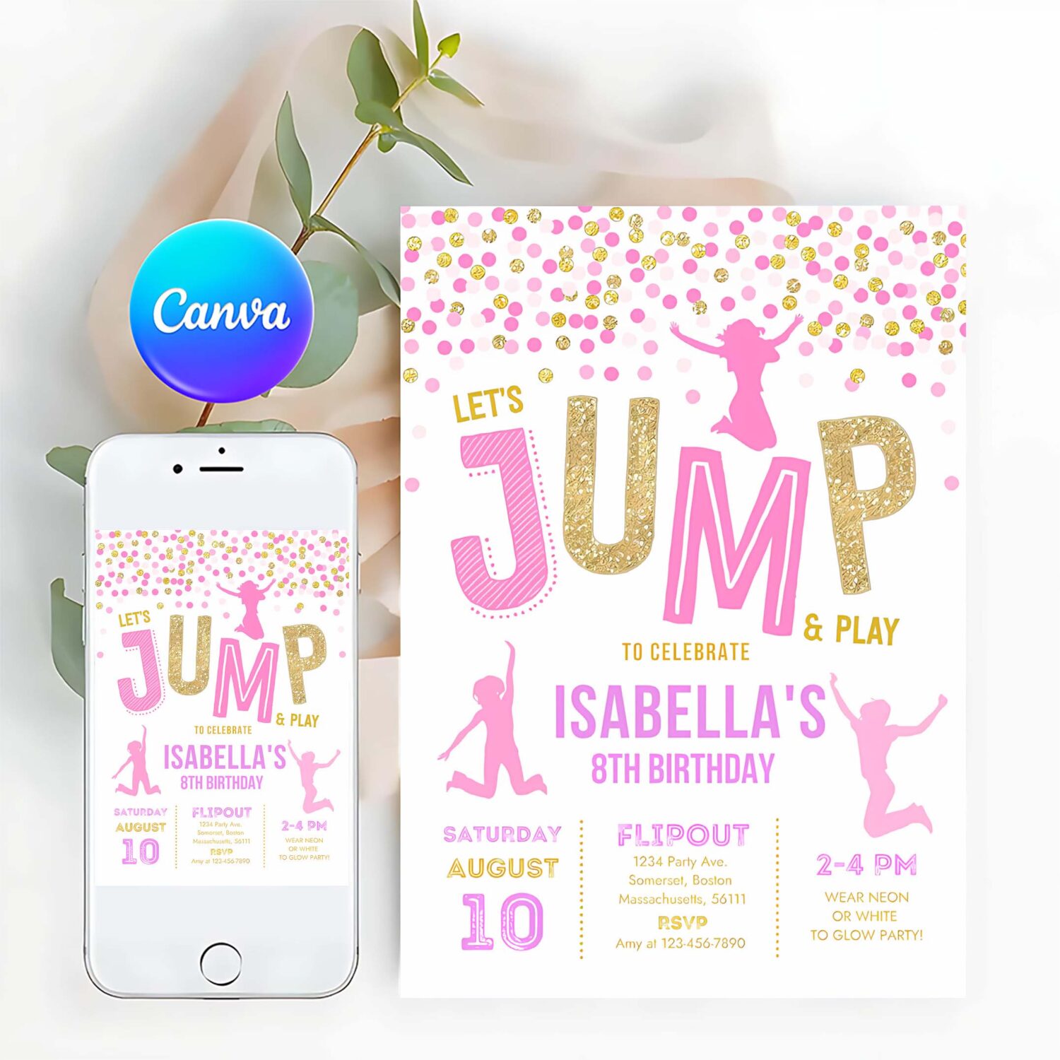 Jump invitation jump birthday invitation trampoline party bounce house party jump party lets jump party