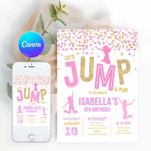 Jump Invitation, Jump Birthday Invitation, Trampoline Party, Bounce House Party, Jump Party, Let's Jump Party Invitation