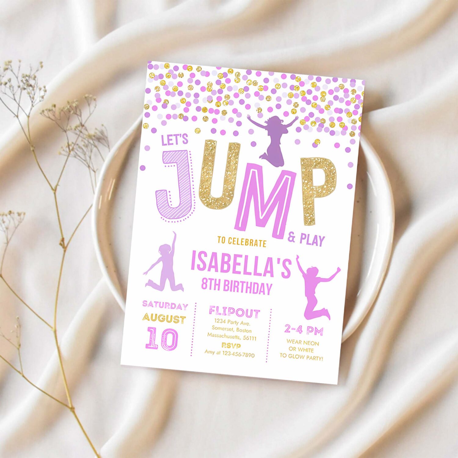 Jump invitation jump birthday invite trampoline party bounce house party jump party lets jump party 1