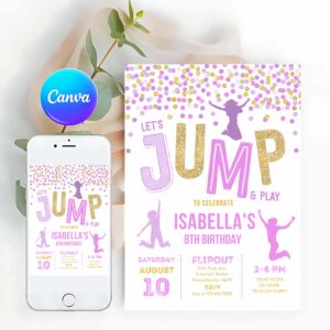Jump Invitation, Jump Birthday, Invite, Trampoline Party, Bounce House Party, Jump Party, Let's Jump Party Invitation