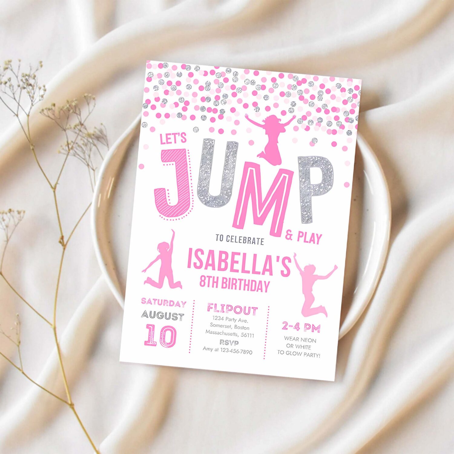 Jump invitation jump birthday party invitation trampoline party bounce house party jump party lets jump party 1