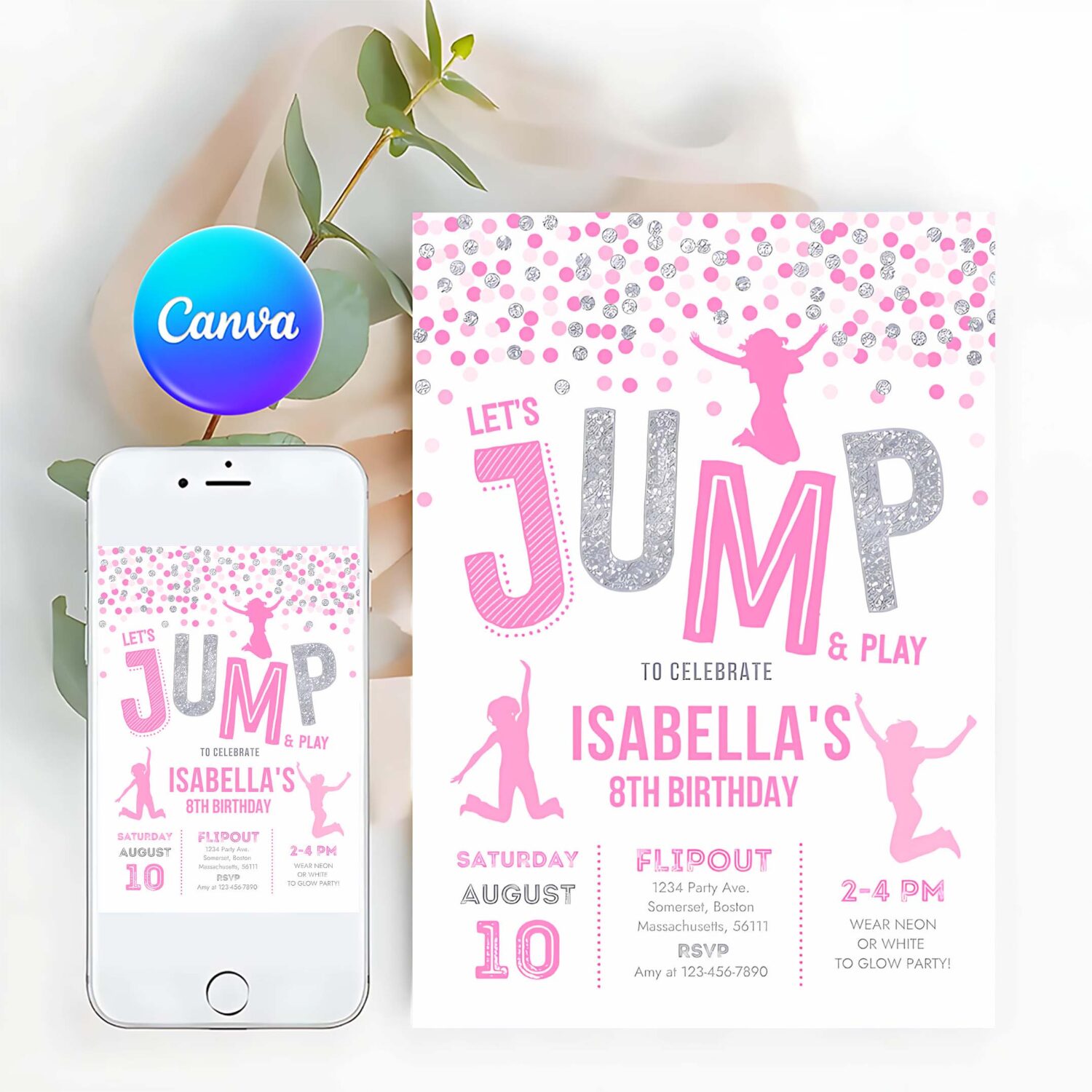 Jump invitation jump birthday party invitation trampoline party bounce house party jump party lets jump party