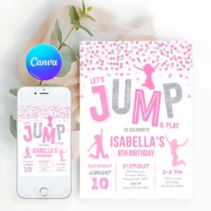 Jump Invitation, Jump Birthday Party Invitation, Trampoline Party, Bounce House Party, Jump Party, Let's Jump Party Invitation