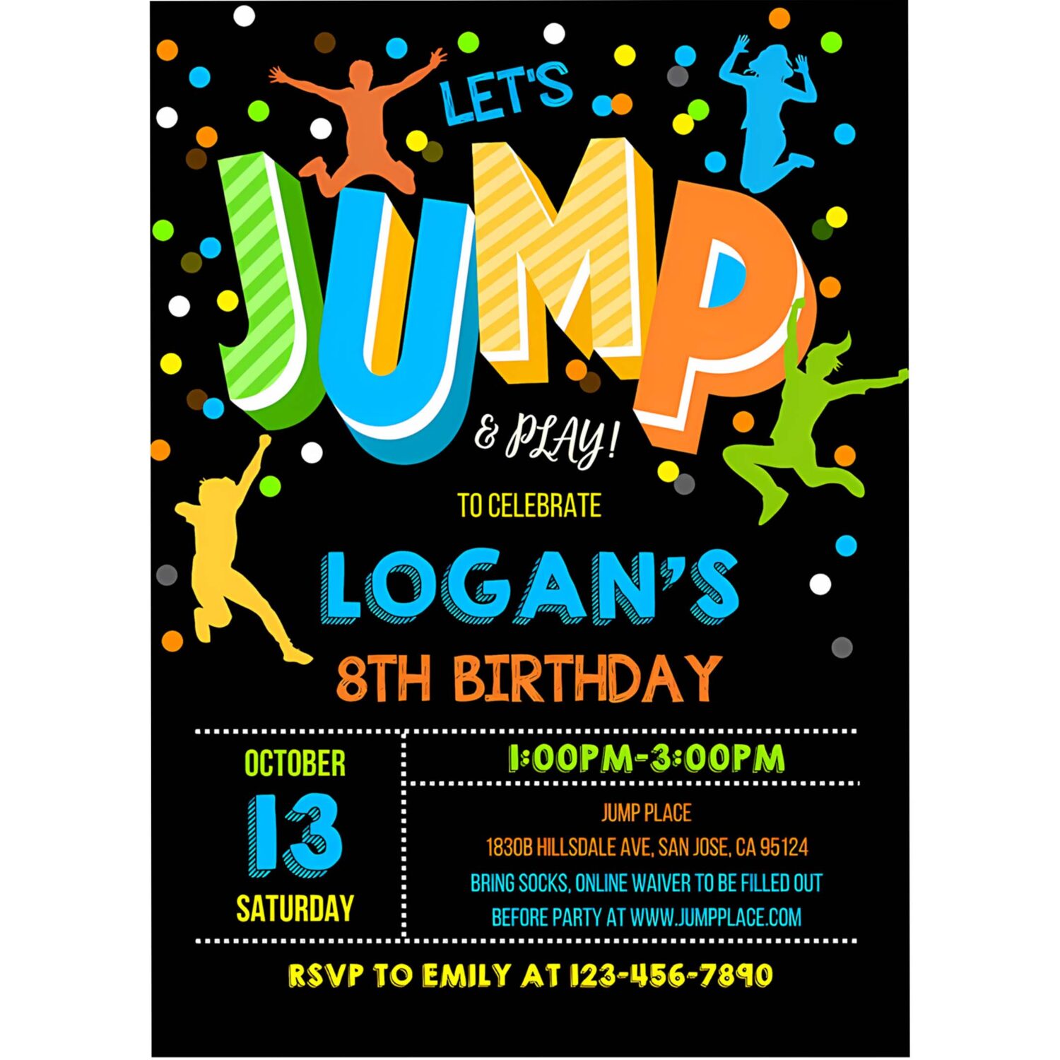 Jump invitation jump birthday party invite trampoline party bounce house party 4