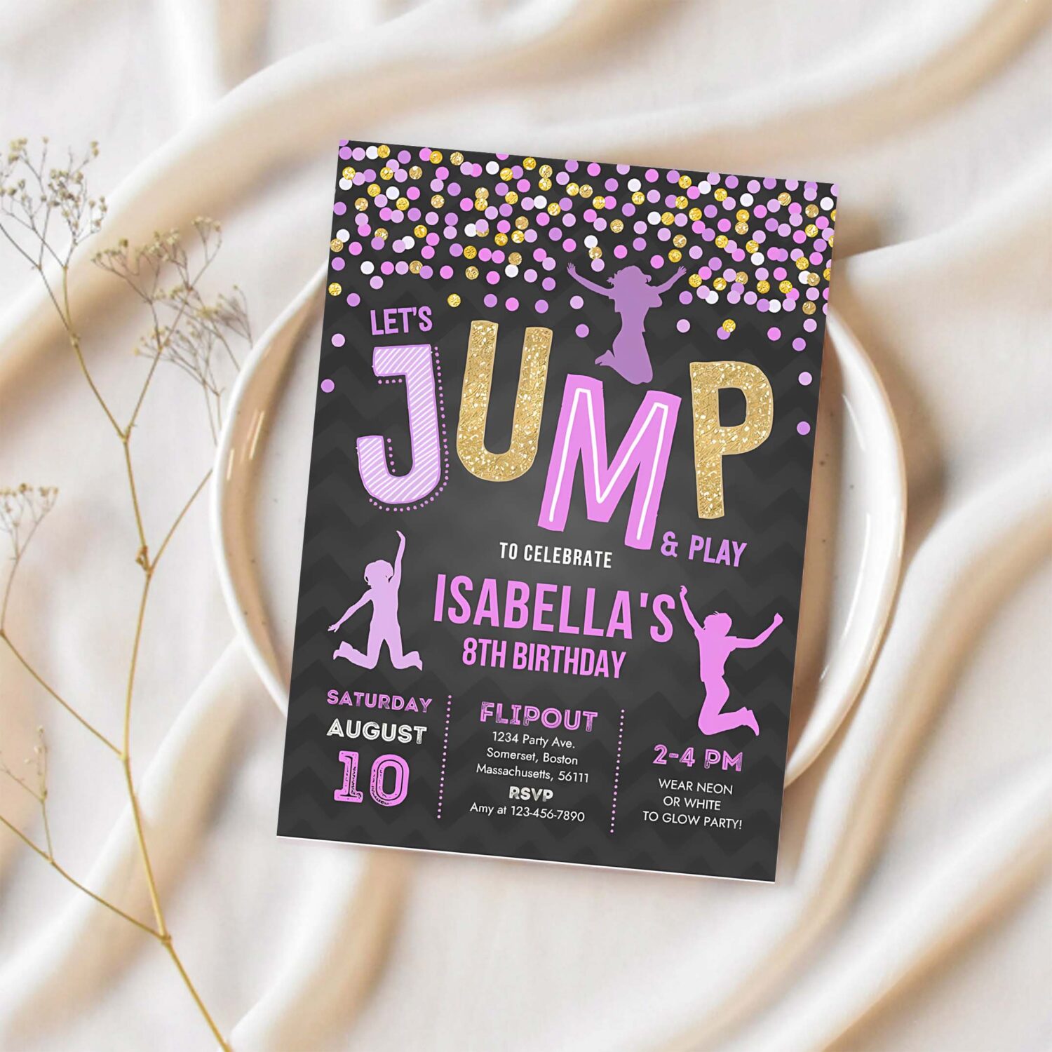 Jump invitation jump party birthday invitation trampoline party bounce house party jump party lets jump party 1