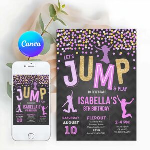 Jump Invitation, Jump Party, Birthday Invitation, Trampoline Party, Bounce House Party, Jump Party, Let's Jump Party Invitation