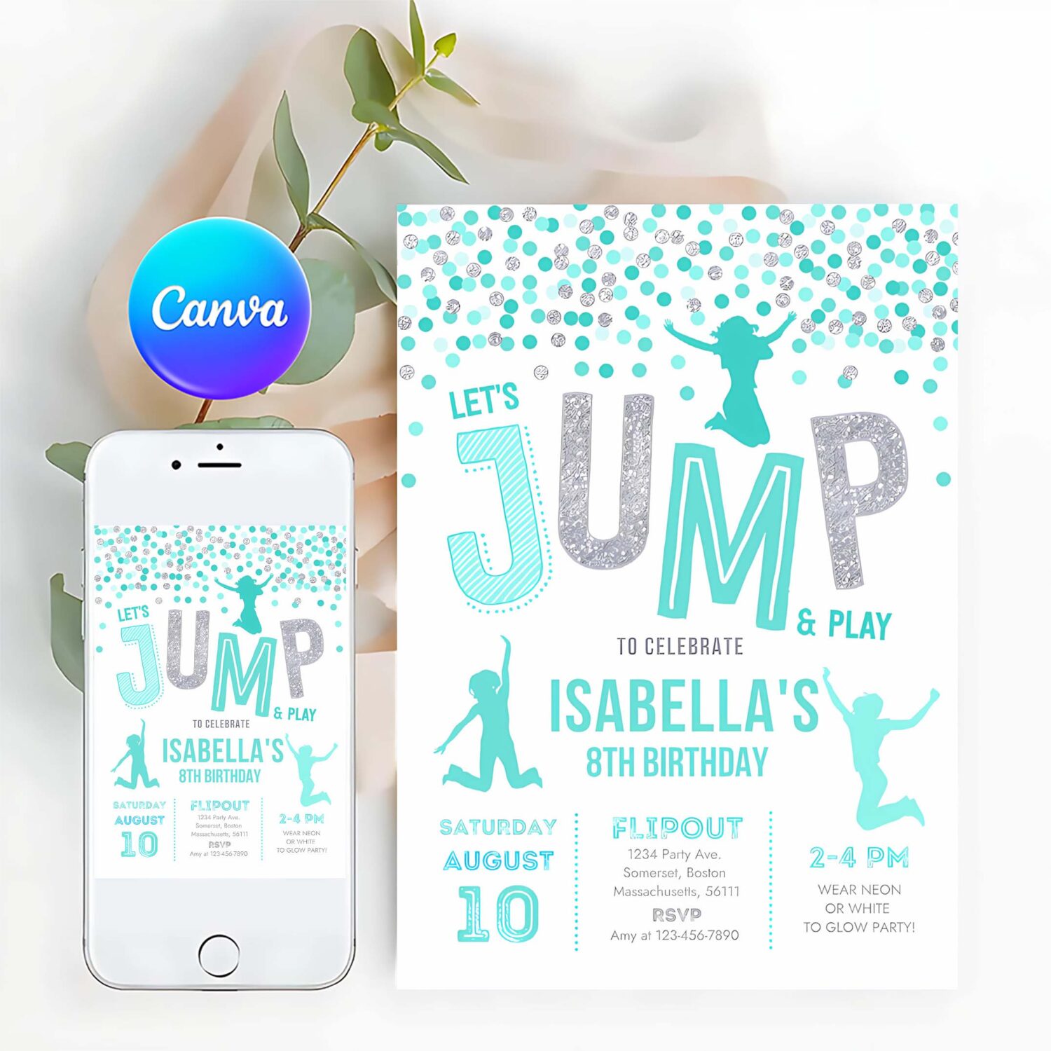 Jump invitation jump party invitation trampoline party bounce house party jump party lets jump party