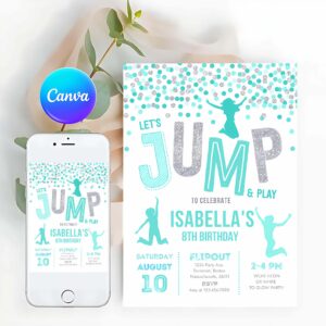 Jump Invitation, Jump Party Invitation, Trampoline Party, Bounce House Party, Jump Party, Let's Jump Party Invitation