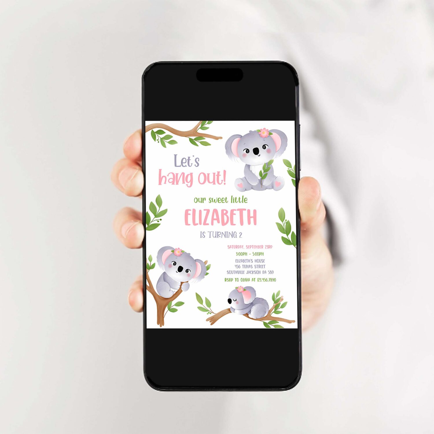 Koala birthday invitation koala birthday invitation koala invitation koala thank you tag koala invitation 2