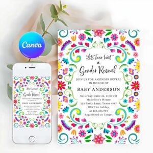 Fiesta Invitation, Let's Taco Bout a Gender Reveal Party Invitation, Cactus Mexican Fiesta He or She Boy Girl