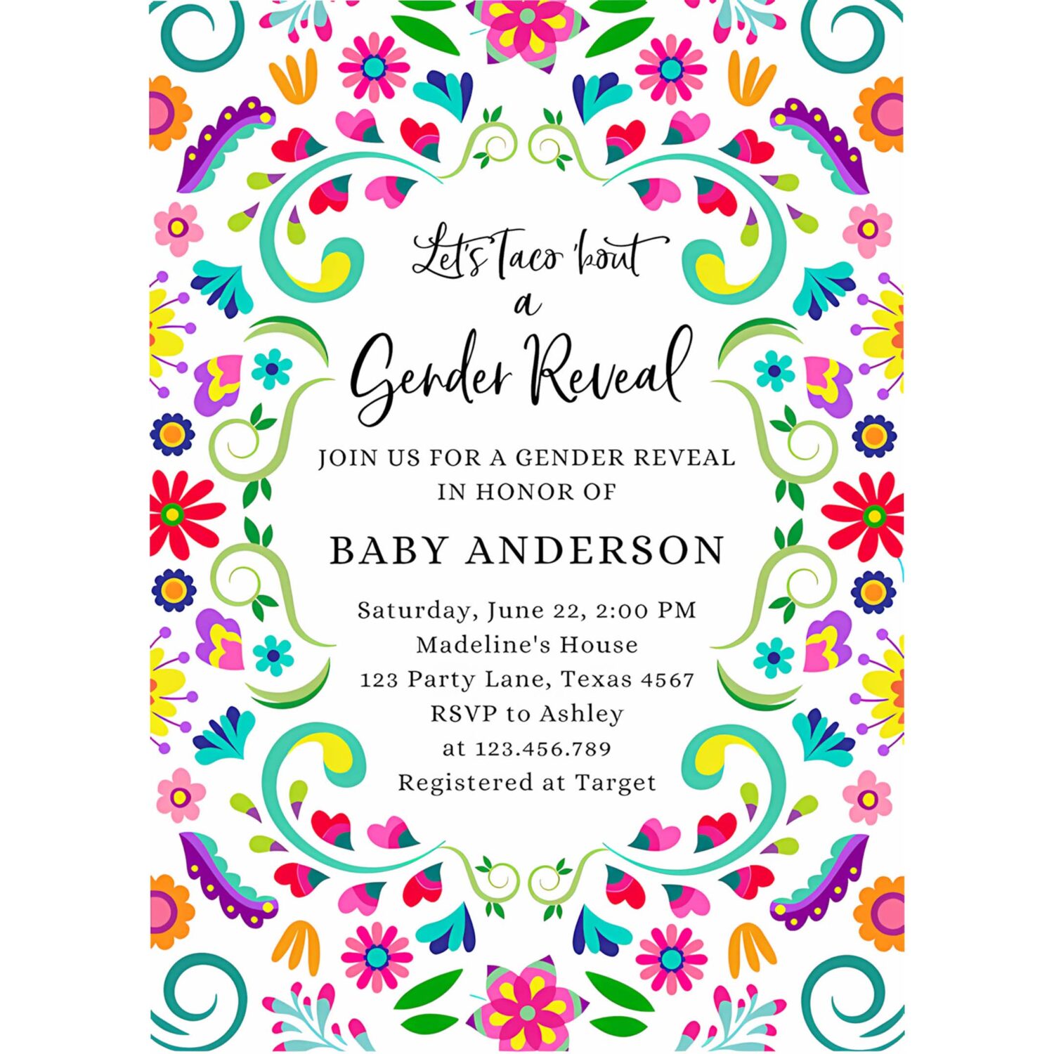 Lets taco bout a gender reveal party invitation cactus mexican fiesta he or she boy girl 4