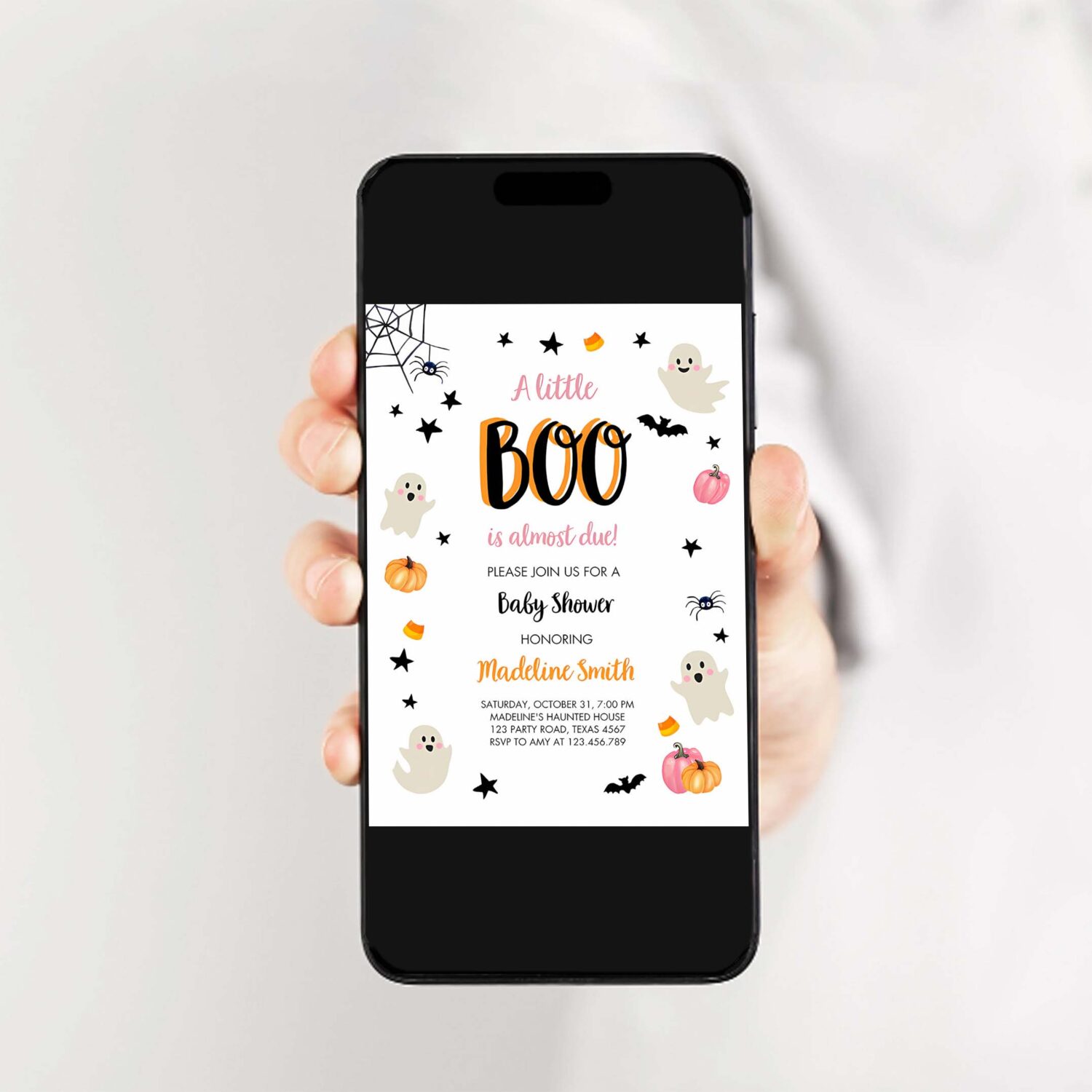Little boo baby shower invitation cute halloween baby shower couples shower pink ghost girl 2