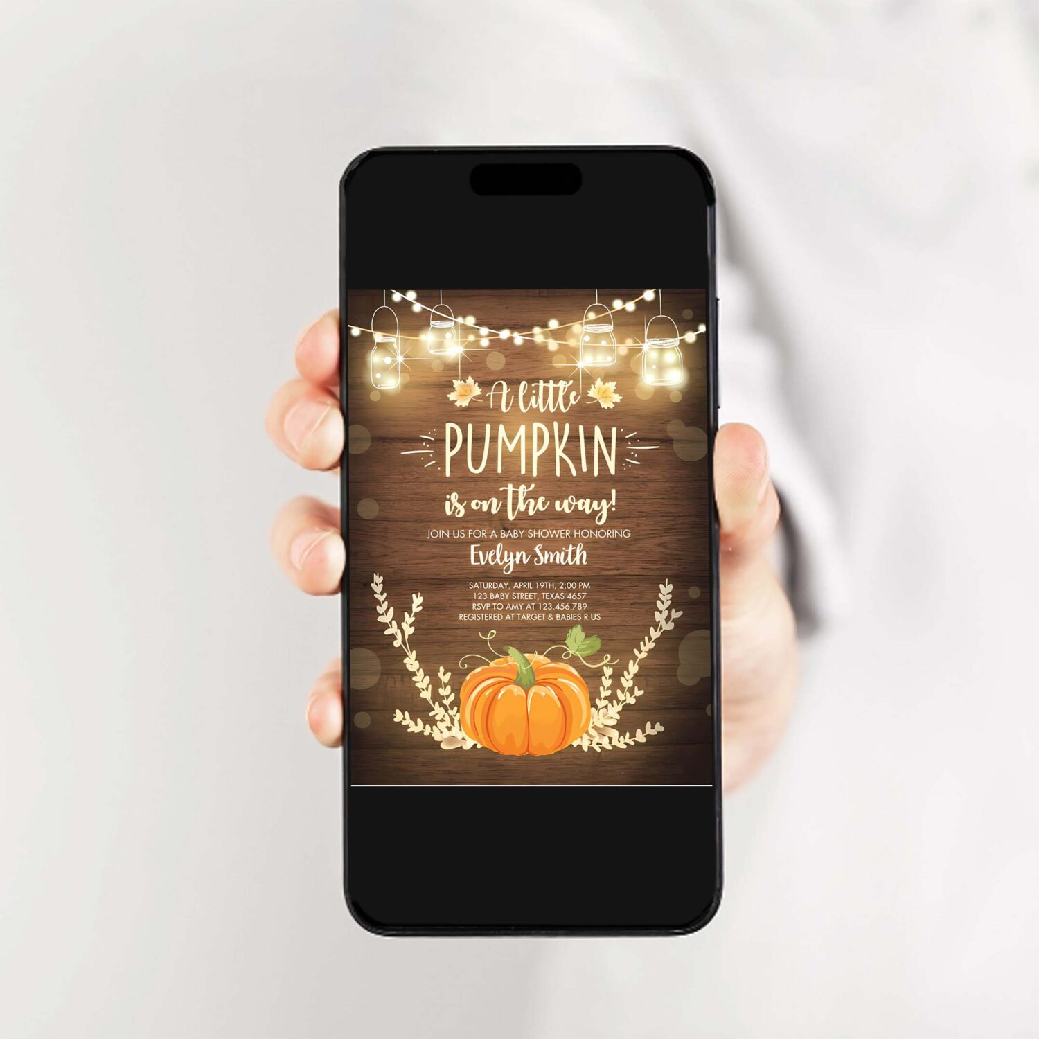 Little pumpkin baby shower invitation orange pumpkin patch autumn fall rustic boy girl sprinkle 2