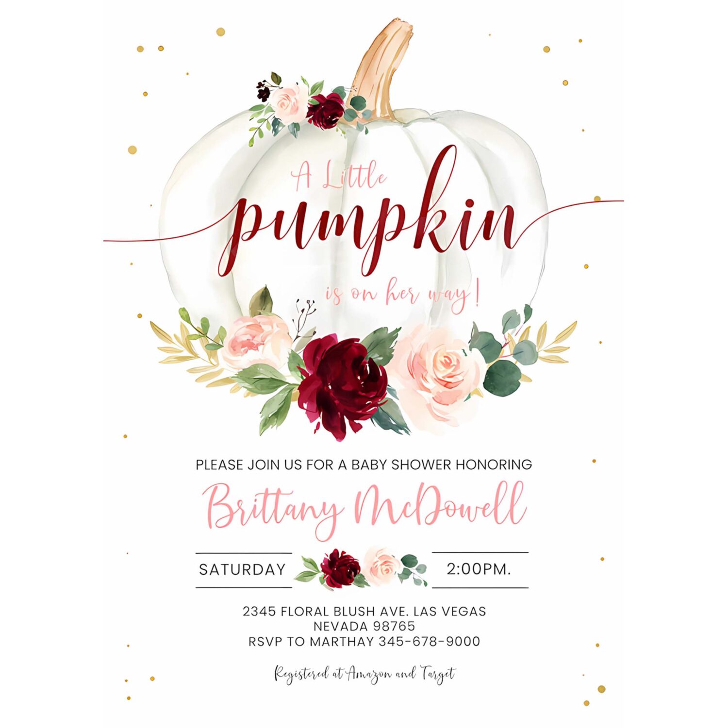 Little pumpkin baby shower invitation girl fall baby shower invites burgundy fall autumn 4