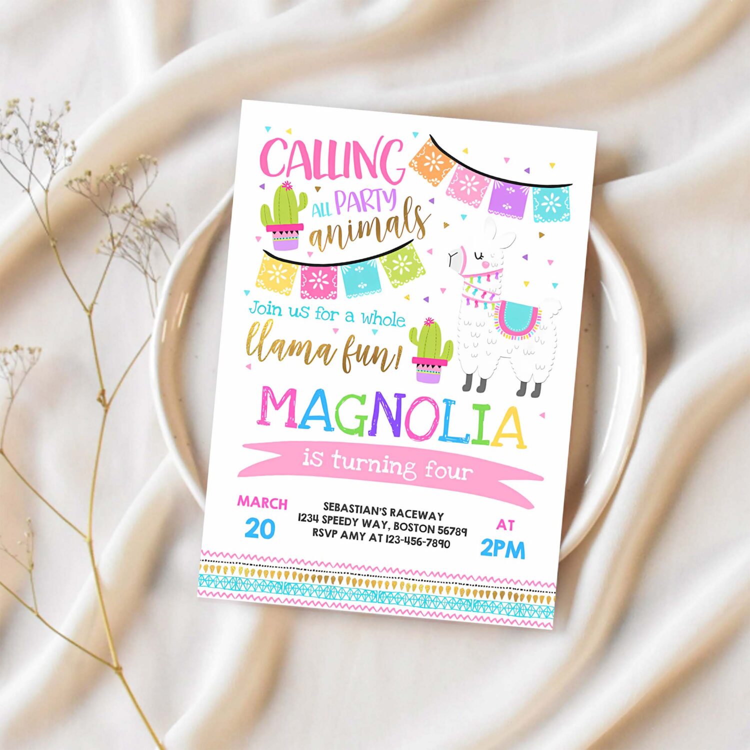 Llama invitation llama birthday invitation whole llama fun invitation llama party alpaca party cactus party 1