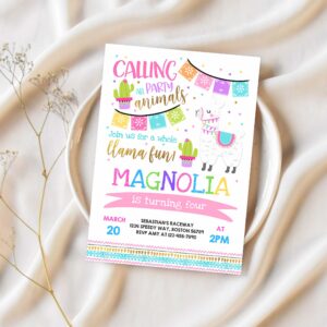 Llama invitation llama birthday invitation whole llama fun invitation llama party alpaca party cactus party 1