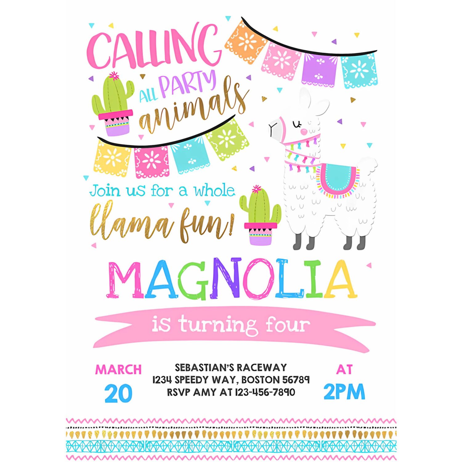 Llama invitation llama birthday invitation whole llama fun invitation llama party alpaca party cactus party 4