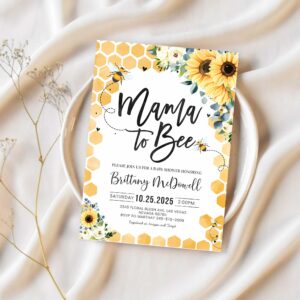 Mama to bee baby shower invitation set sunflower gender neutral bundle invite 1
