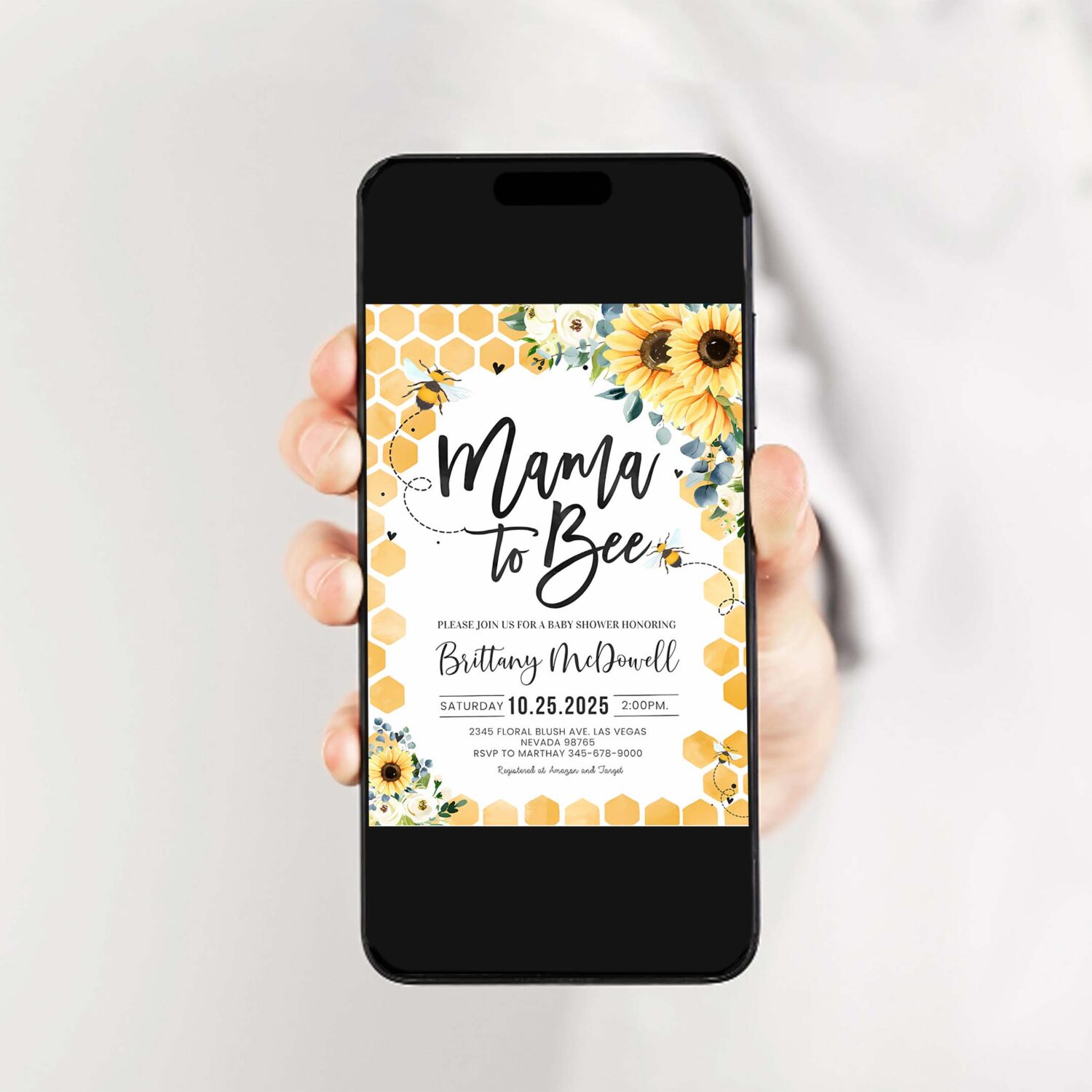 Mama to bee baby shower invitation set sunflower gender neutral bundle invite 2