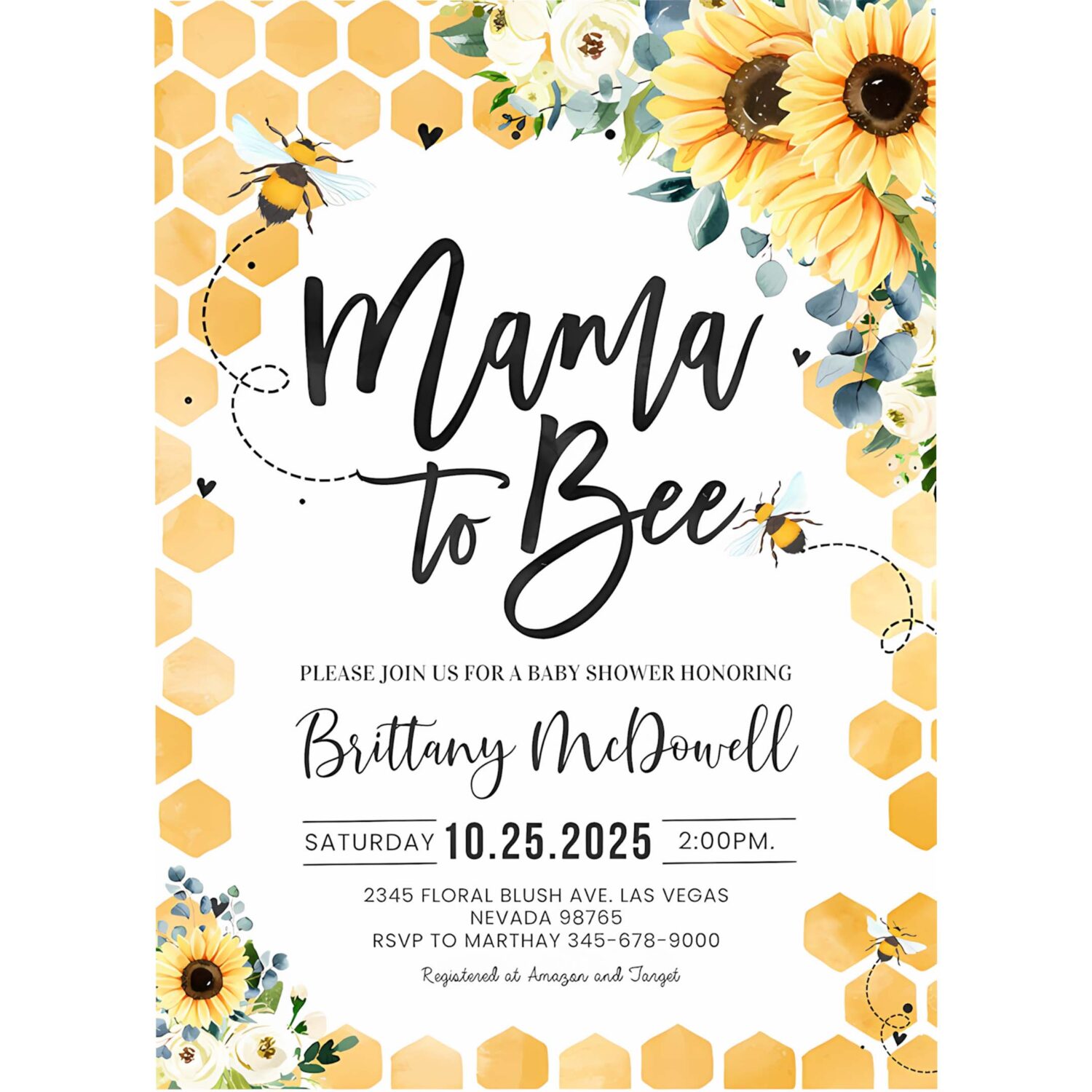 Mama to bee baby shower invitation set sunflower gender neutral bundle invite 4