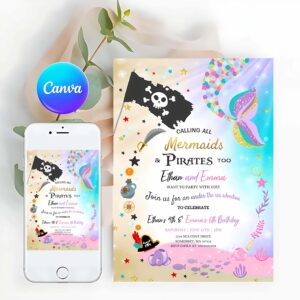 Pirate Invitation, Mermaid And Pirate Birthday Invitation
