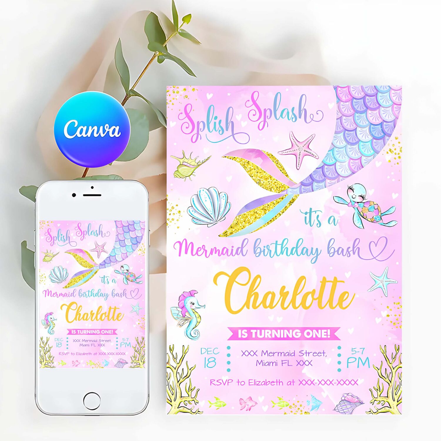 Mermaid birthday invitation mermaid invitation mermaid template