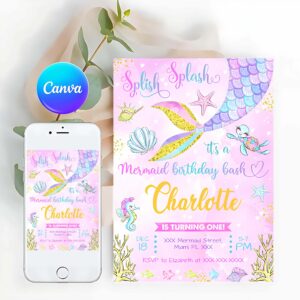 Mermaid Invitation, Mermaid Birthday Invitation, Mermaid Invitation, Mermaid Party Invitation