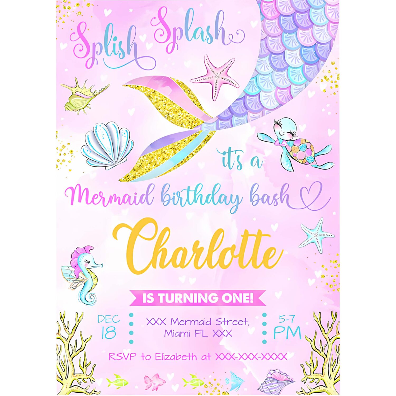 Mermaid birthday invitation mermaid invitation mermaid template 4