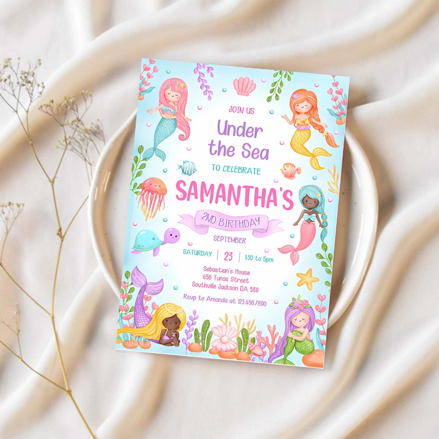Mermaid birthday invitation under the sea birthday invitation mermaid party invitation 1