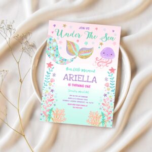 Mermaid invitation mermaid birthday invitation under the sea birthday party whimsical under the sea party 1