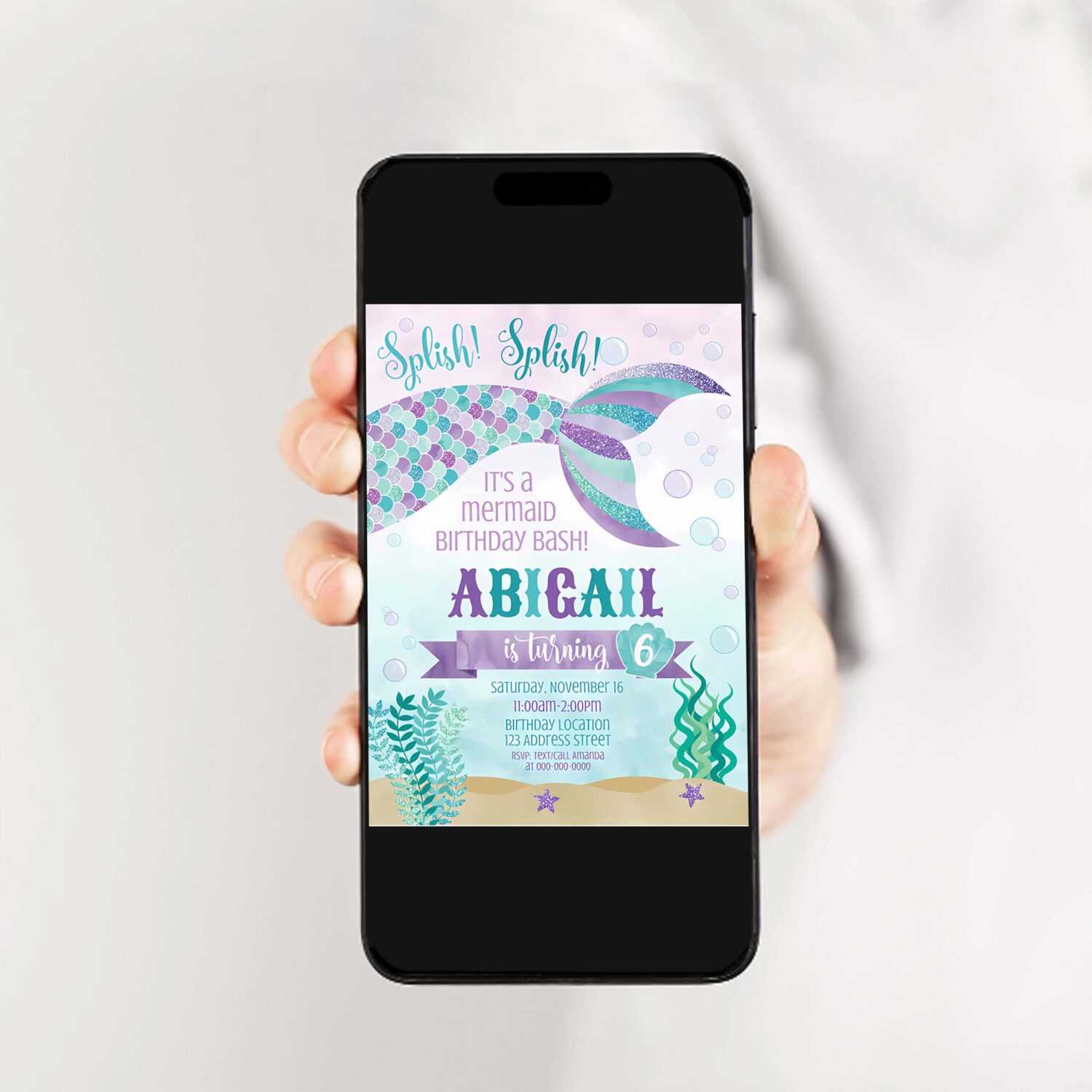 Mermaid printable birthday invitation mermaid editable invitation mermaid party invite mermaid party 2