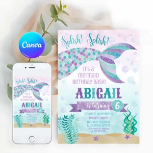 Mermaid Invitation, Mermaid Birthday Invitation, Mermaid Invitation, Mermaid Party Invitation, Mermaid Party Invitation