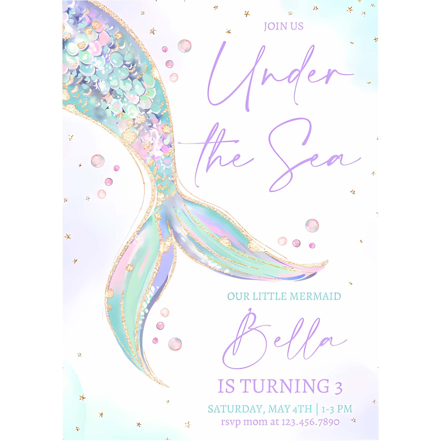 Mermaid tail birthday invitation under the sea birthday girl invitation 4