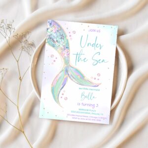Mermaid tail birthday invitation under the sea birthday invitation 1